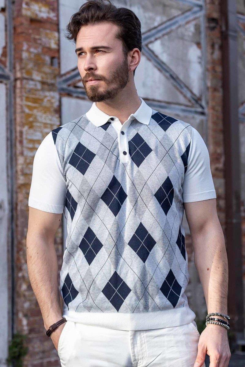 CT753 Diamond-Knit Luxury Polo Shirt for Modern Men