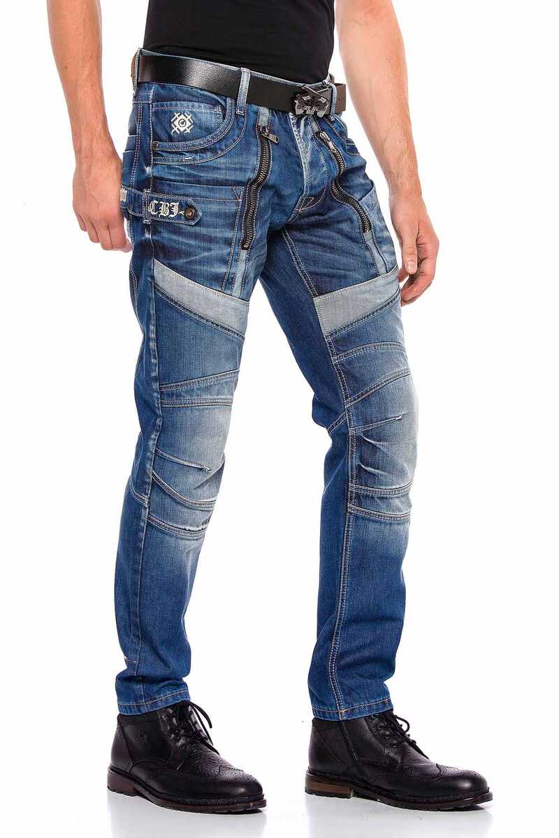 CD576 Panel Stitch Slim Fit Men's Jeans