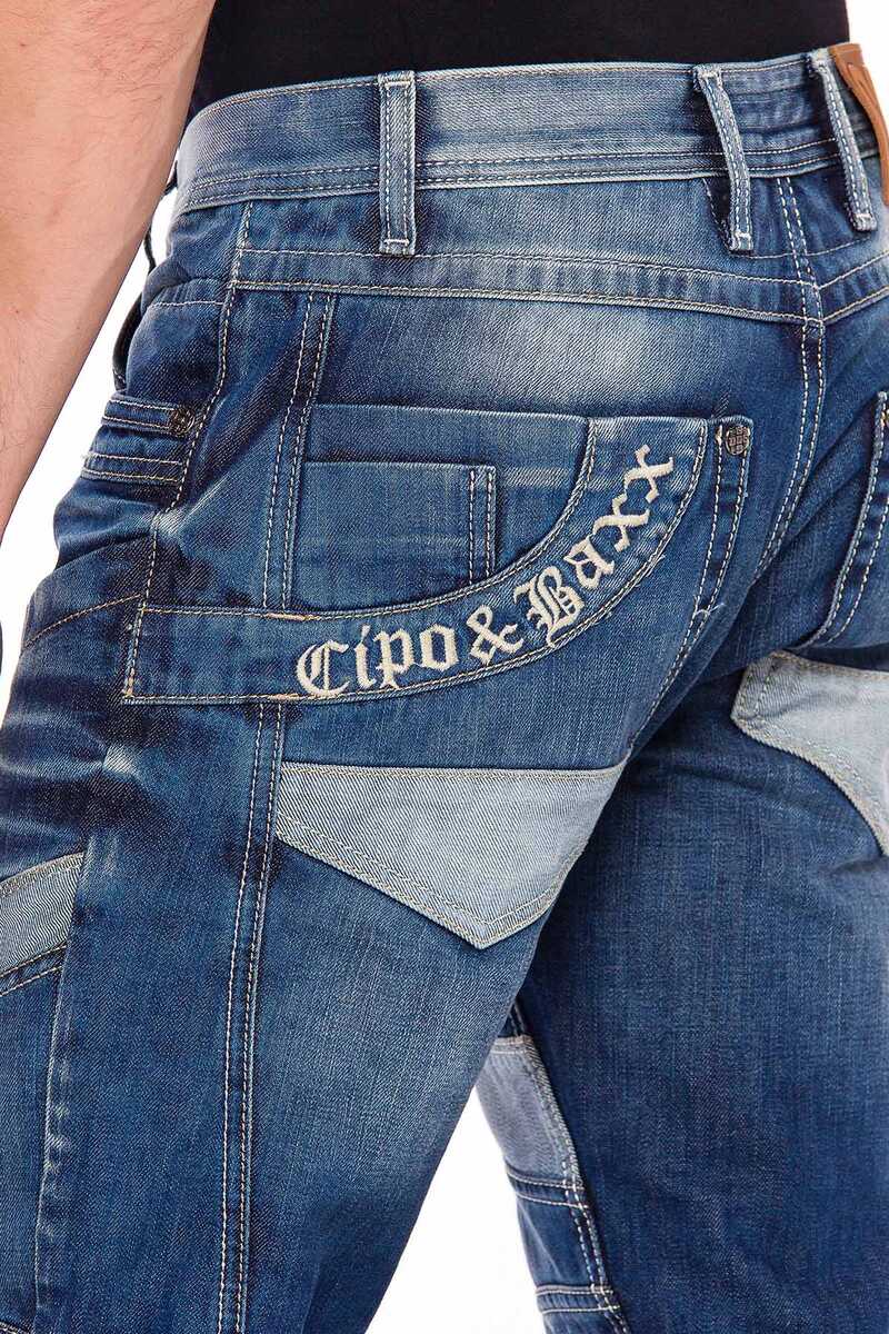 CD576 Panel Stitch Slim Fit Men's Jeans