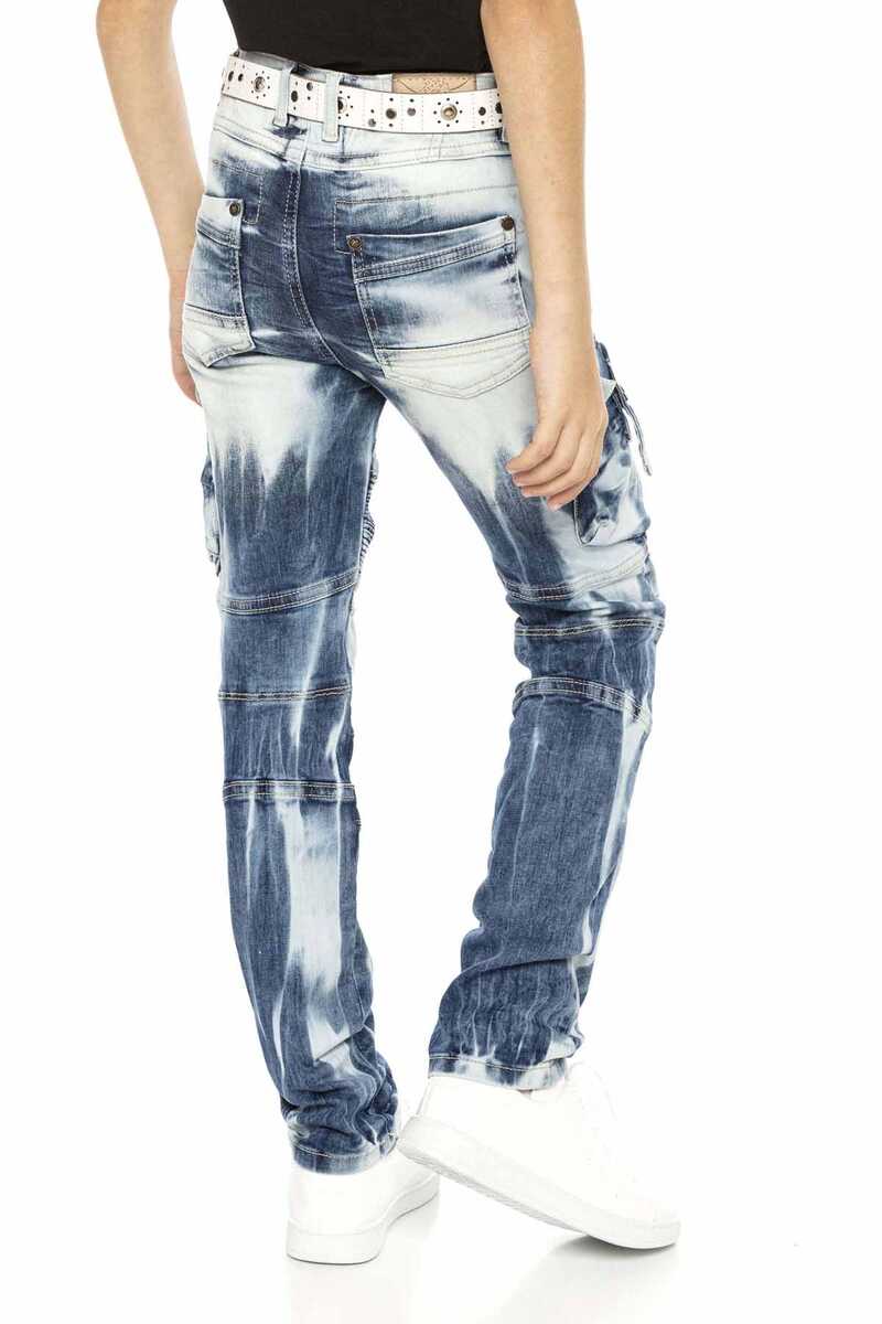 CDK103 Biker Style Cargo Pocket Boys Jeans