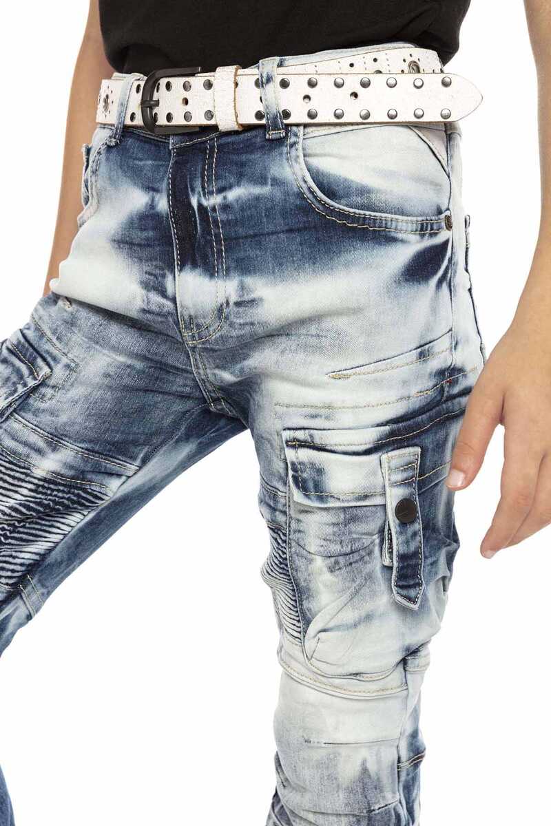 CDK103 Biker Style Cargo Pocket Boys Jeans
