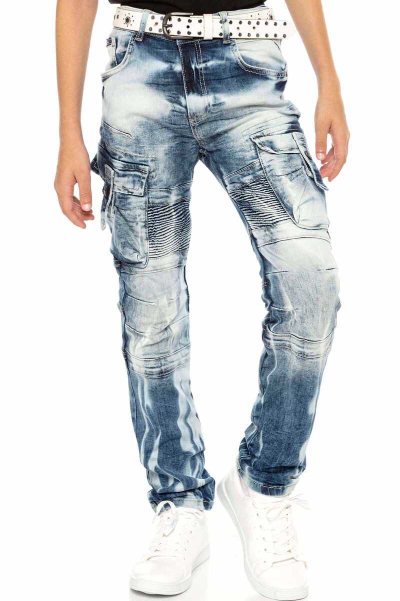 CDK103 Biker Style Cargo Pocket Boys Jeans