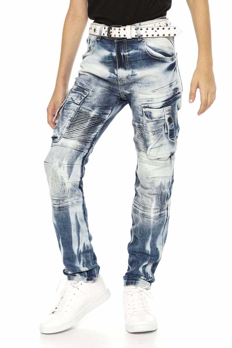 CDK103 Biker Style Cargo Pocket Boys Jeans