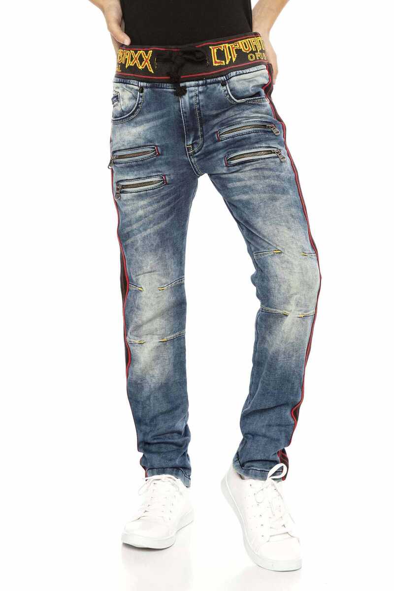 CDK106 Elastic Waist Striped Boys Jeans
