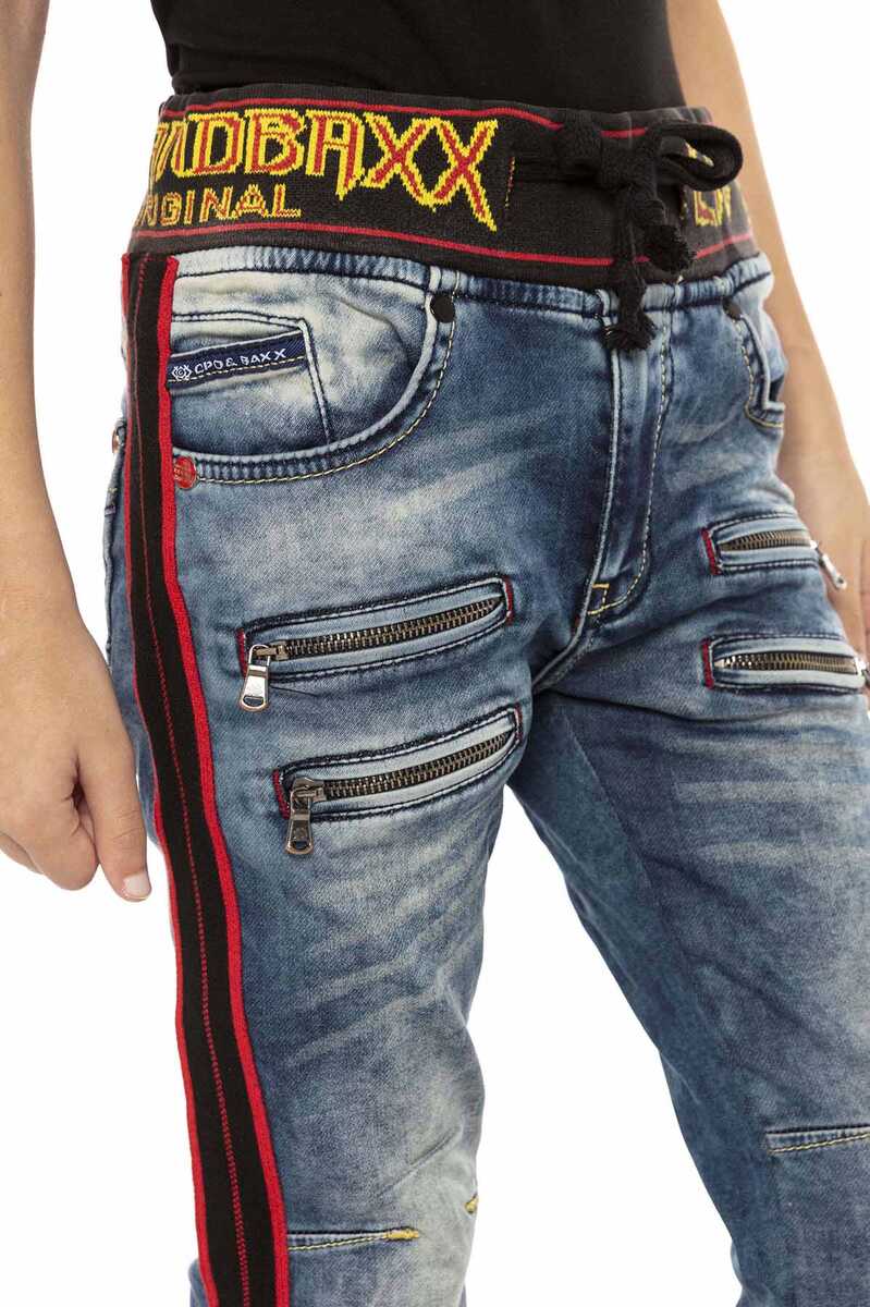 CDK106 Elastic Waist Striped Boys Jeans