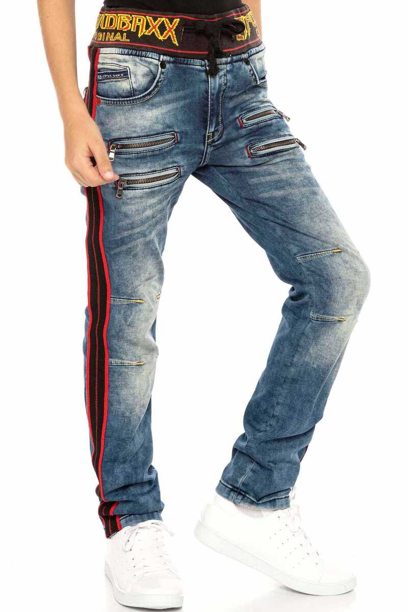 CDK106 Elastic Waist Striped Boys Jeans