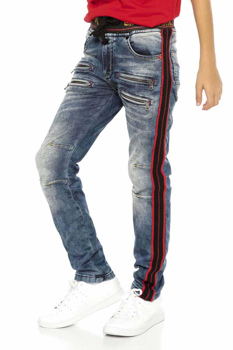 CDK106 Elastic Waist Striped Boys Jeans