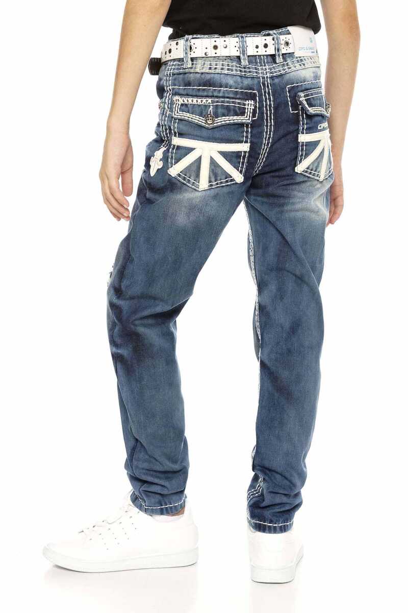 CDK108 Skull Button Kids Jeans