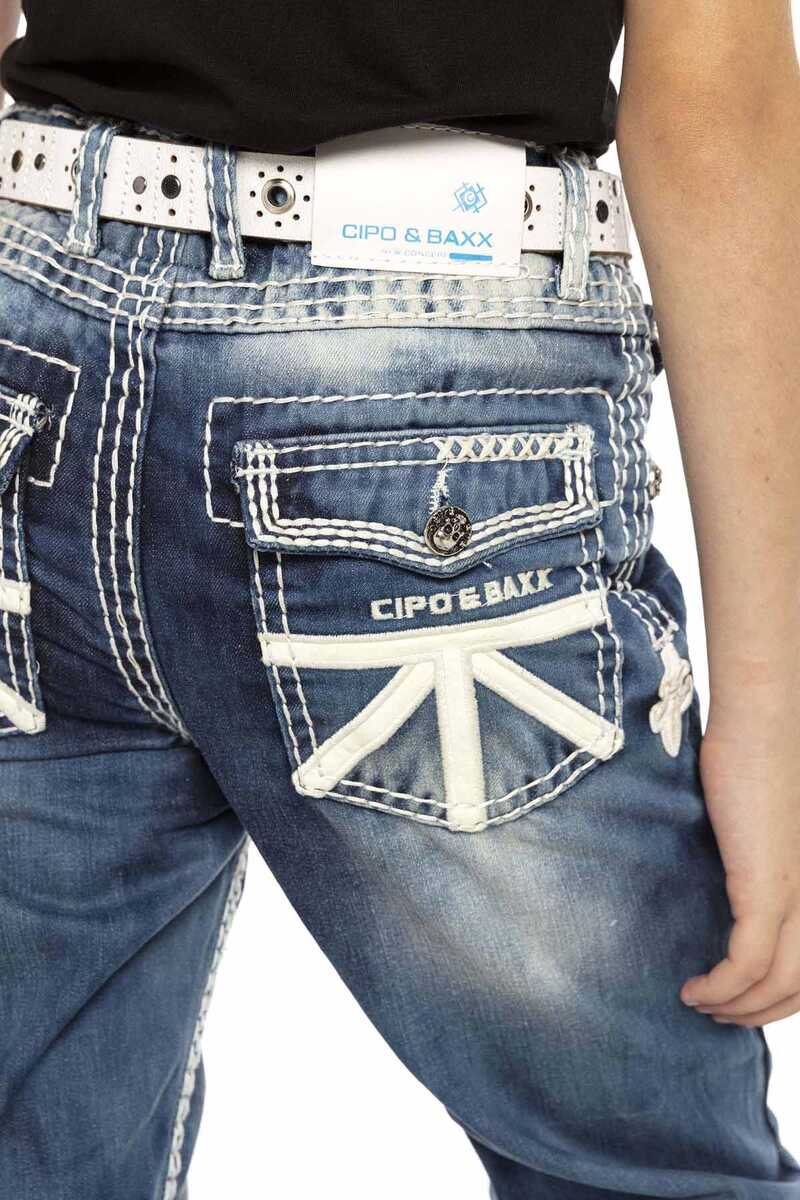 CDK108 Skull Button Kids Jeans
