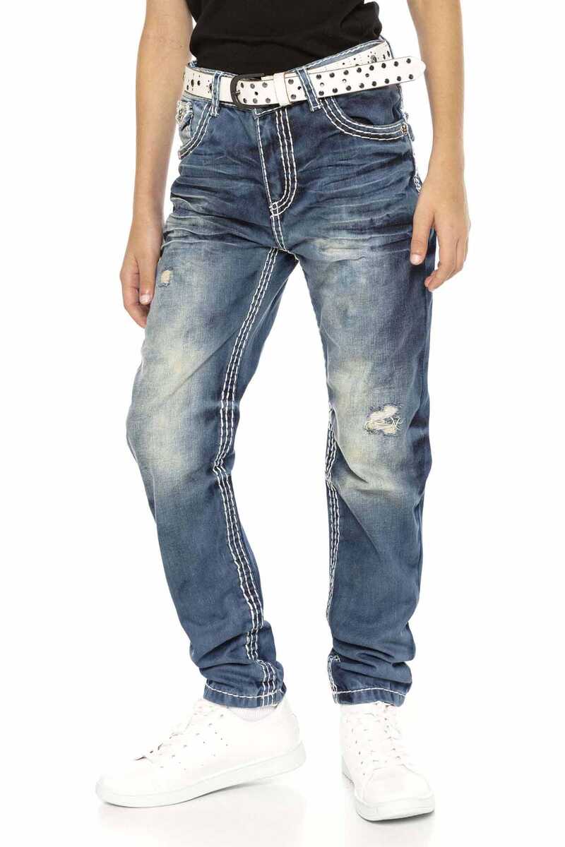 CDK108 Skull Button Kids Jeans