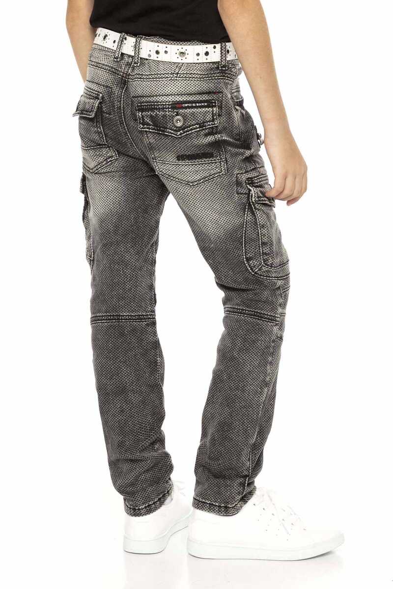 CDK111 Biker Style Cargo Pocket Kids Jeans