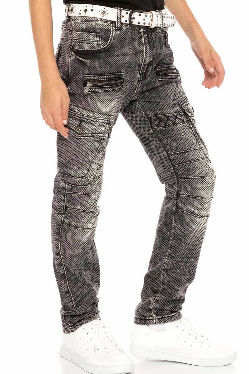 CDK111 Biker Style Cargo Pocket Kids Jeans