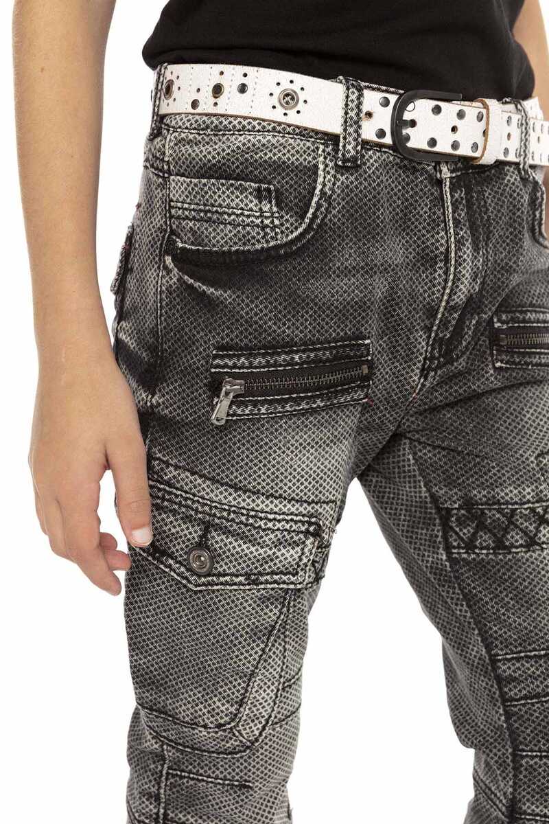 CDK111 Biker Style Cargo Pocket Kids Jeans