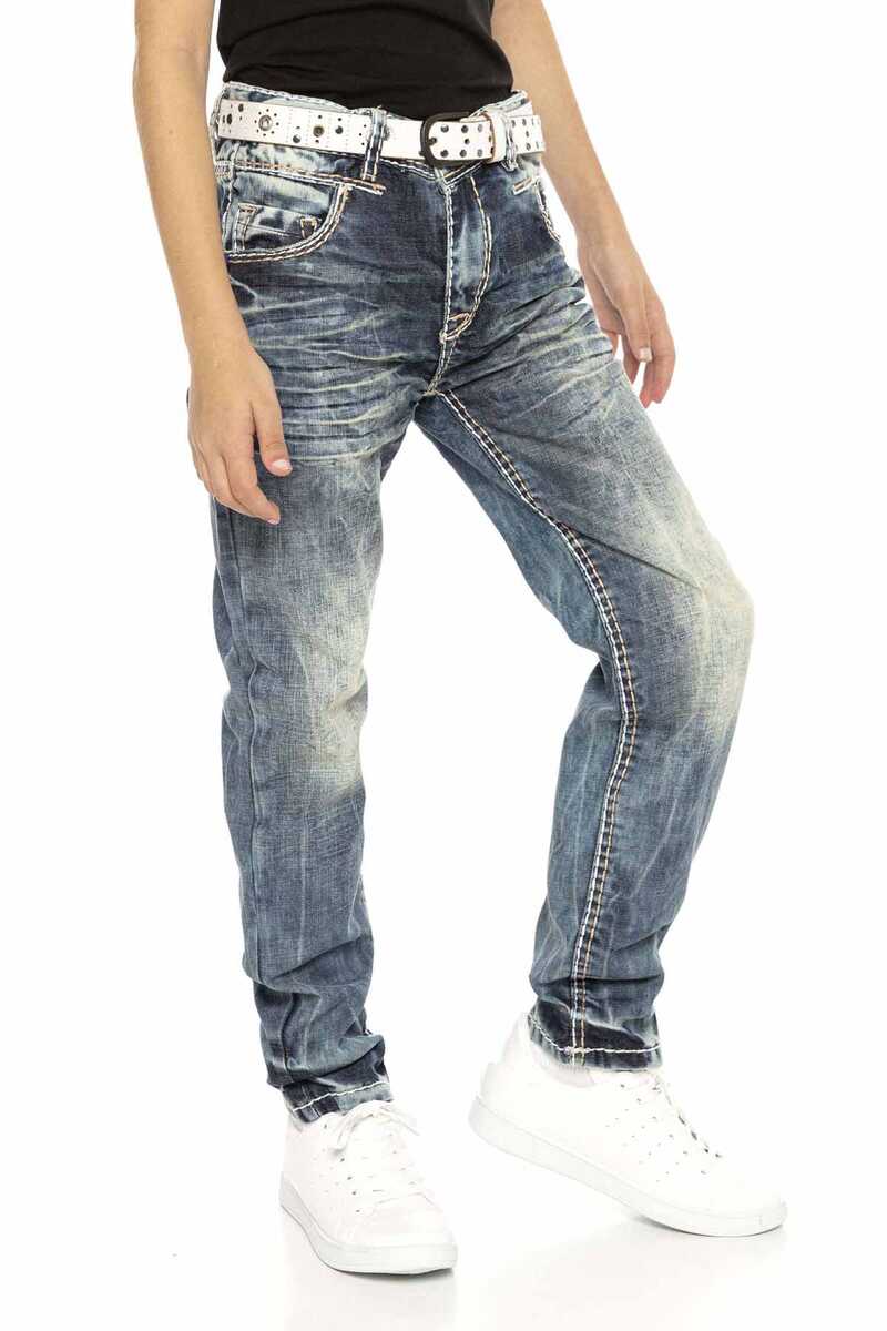 CDK112 Embroidered Vintage Style Boys Jeans