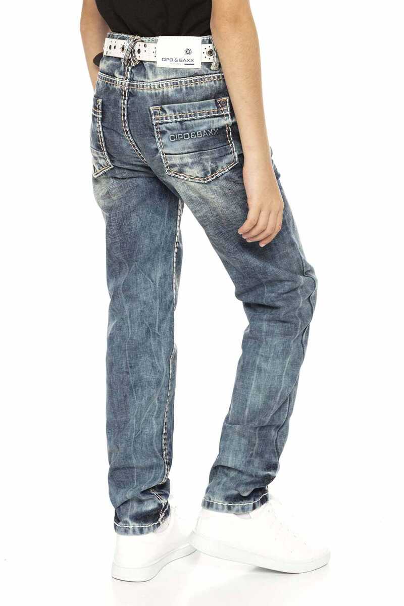 CDK112 Embroidered Vintage Style Boys Jeans