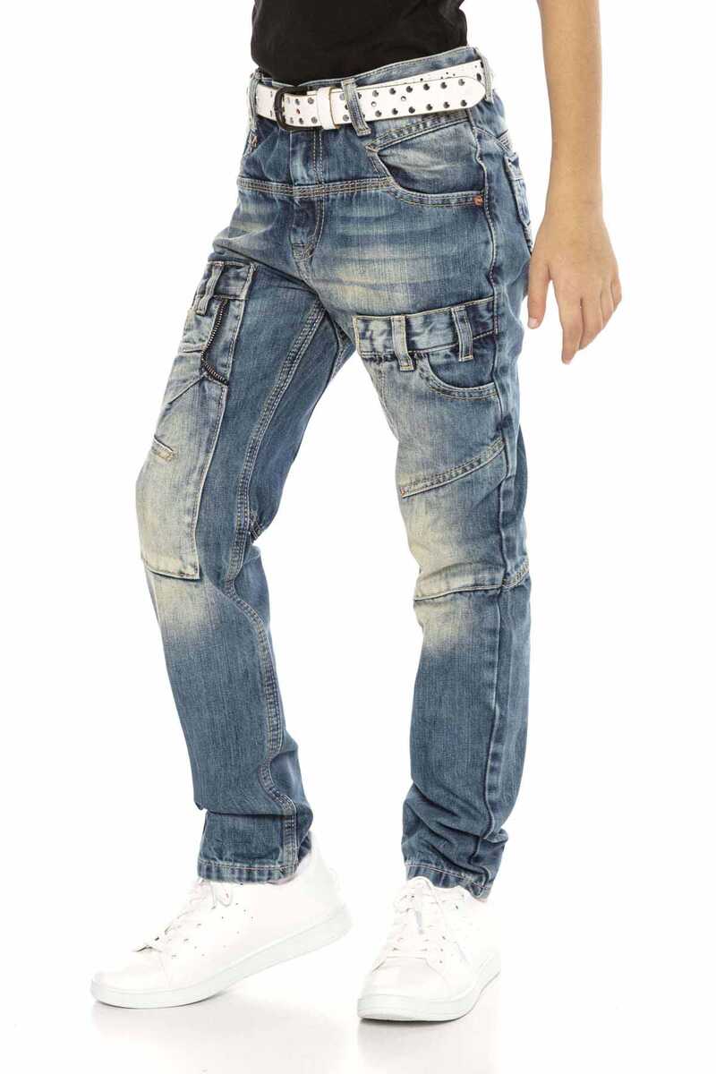 CDK114 Rapper Style Low-Rise Kids Jeans