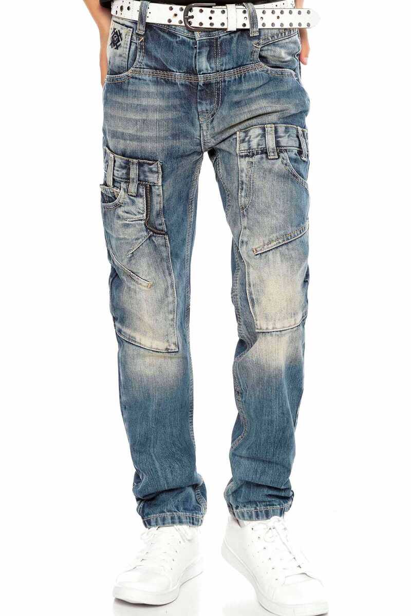 CDK114 Rapper Style Low-Rise Kids Jeans