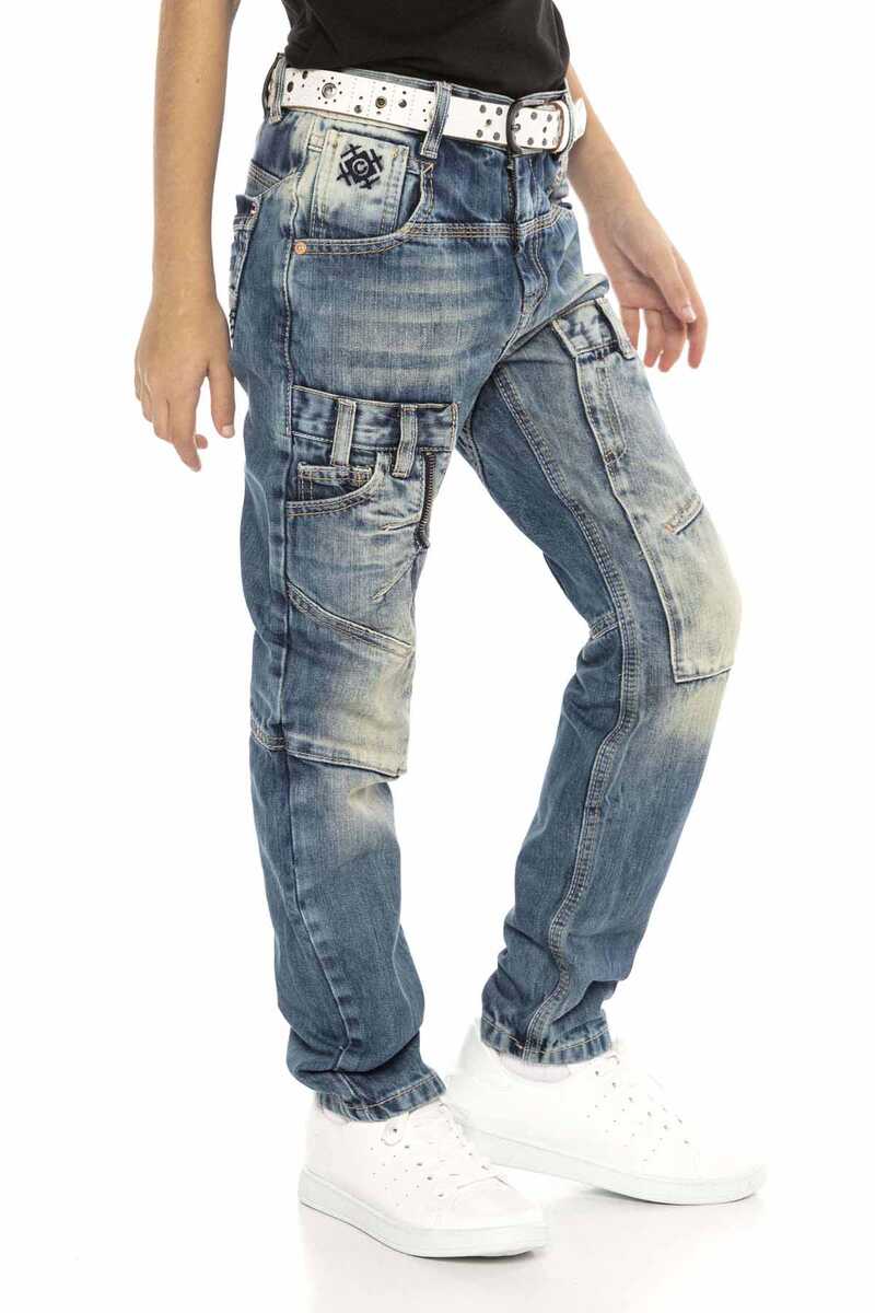 CDK114 Rapper Style Low-Rise Kids Jeans