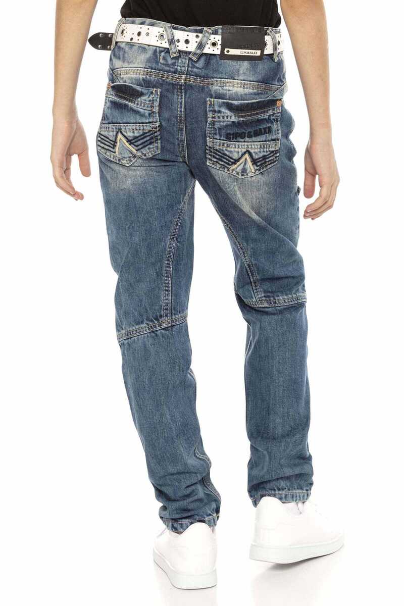 CDK114 Rapper Style Low-Rise Kids Jeans