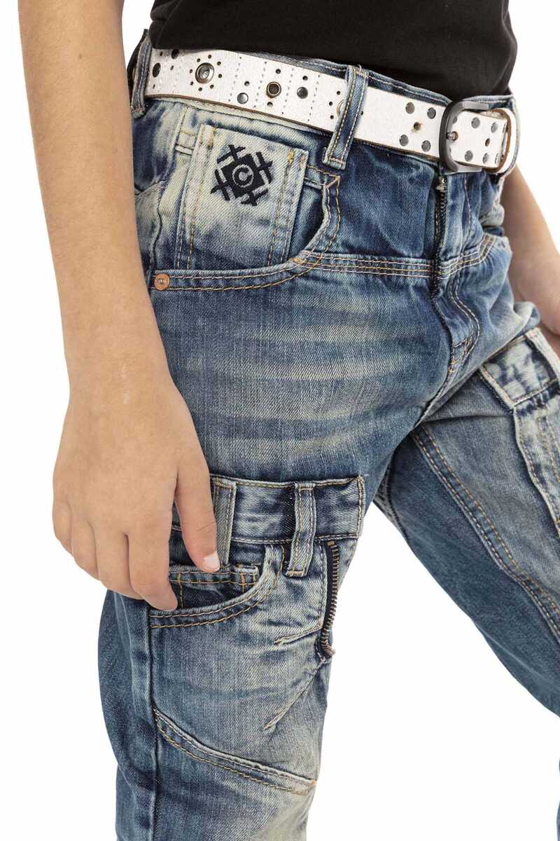 CDK114 Rapper Style Low-Rise Kids Jeans