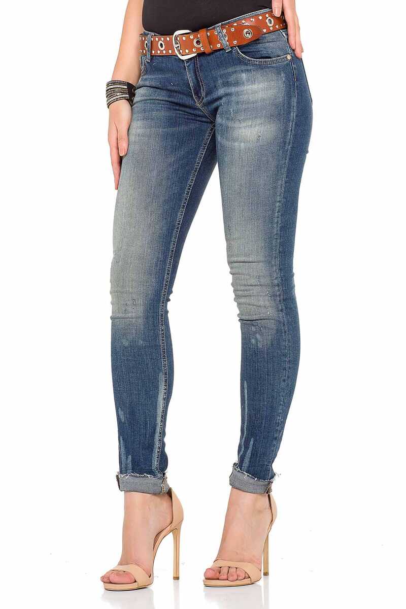 WD349 Washed Fabric Basic Women's Jeans