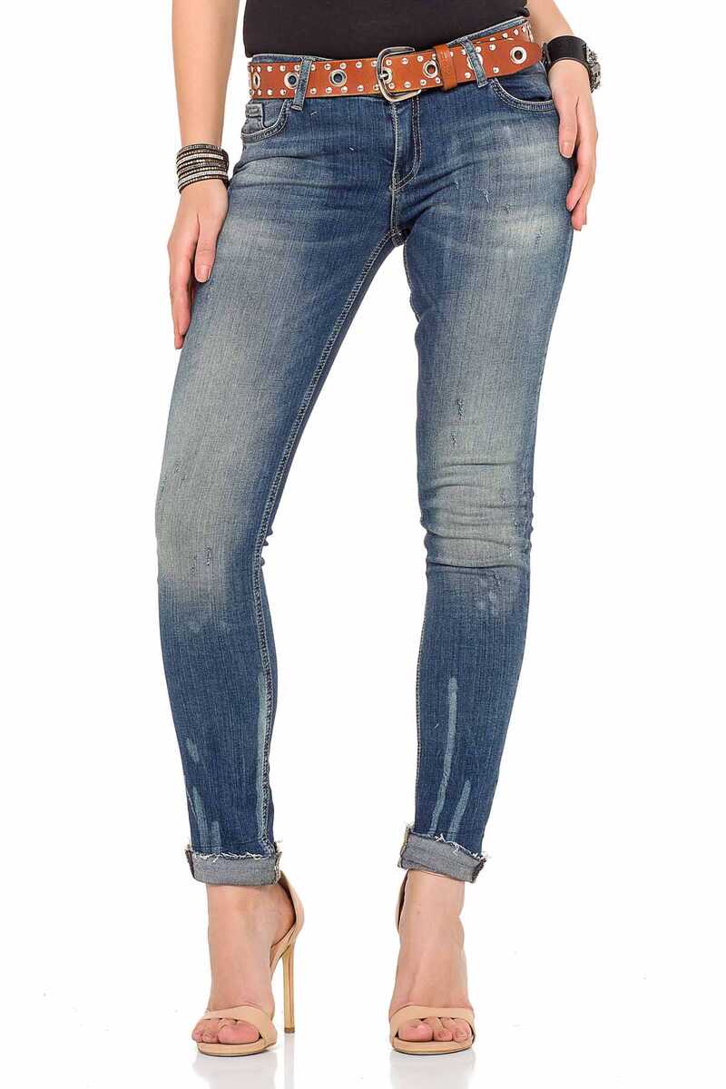 WD349 Washed Fabric Basic Women's Jeans