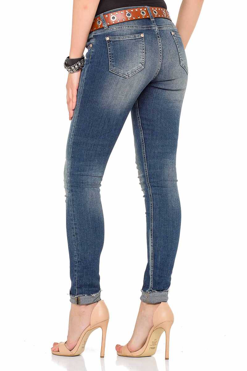 WD349 Washed Fabric Basic Women's Jeans