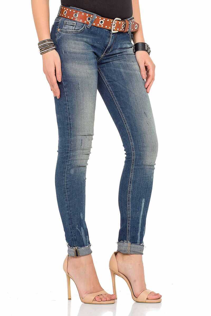 WD349 Washed Fabric Basic Women's Jeans