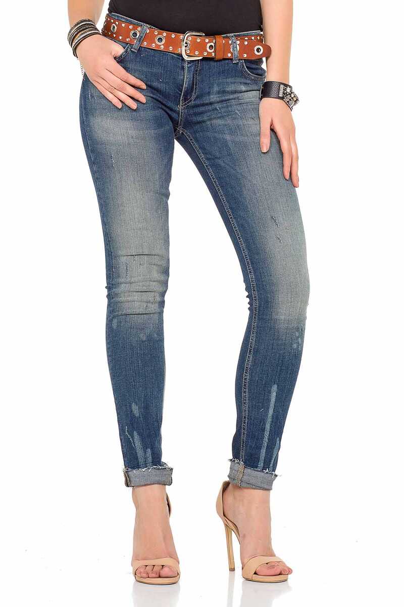 WD349 Washed Fabric Basic Women's Jeans