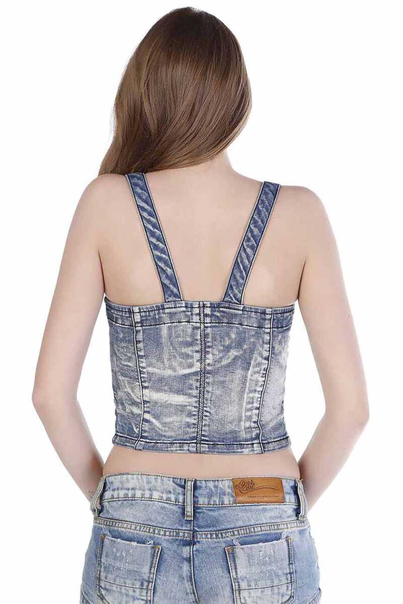WB101 Sweetheart Neck Strappy Women's Denim Bustier