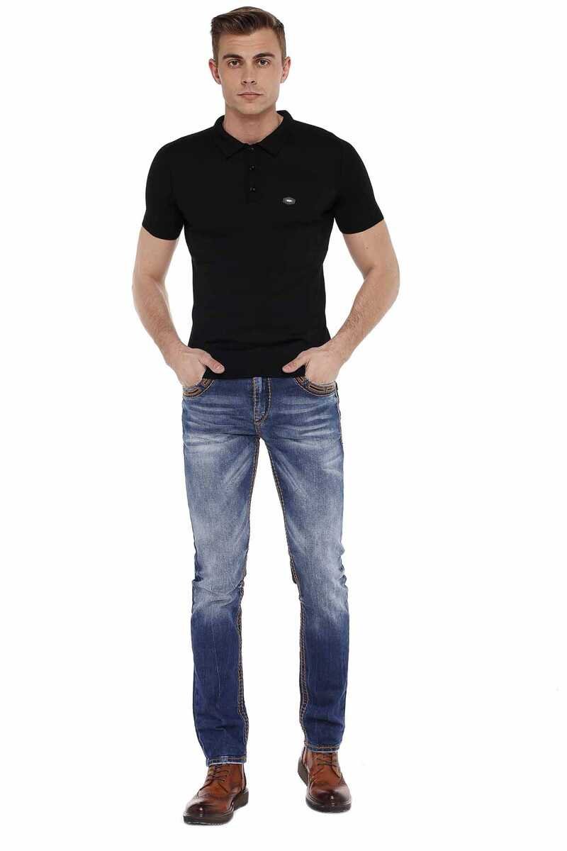 CD483 Embroidered Pocket Washed Men's Jeans