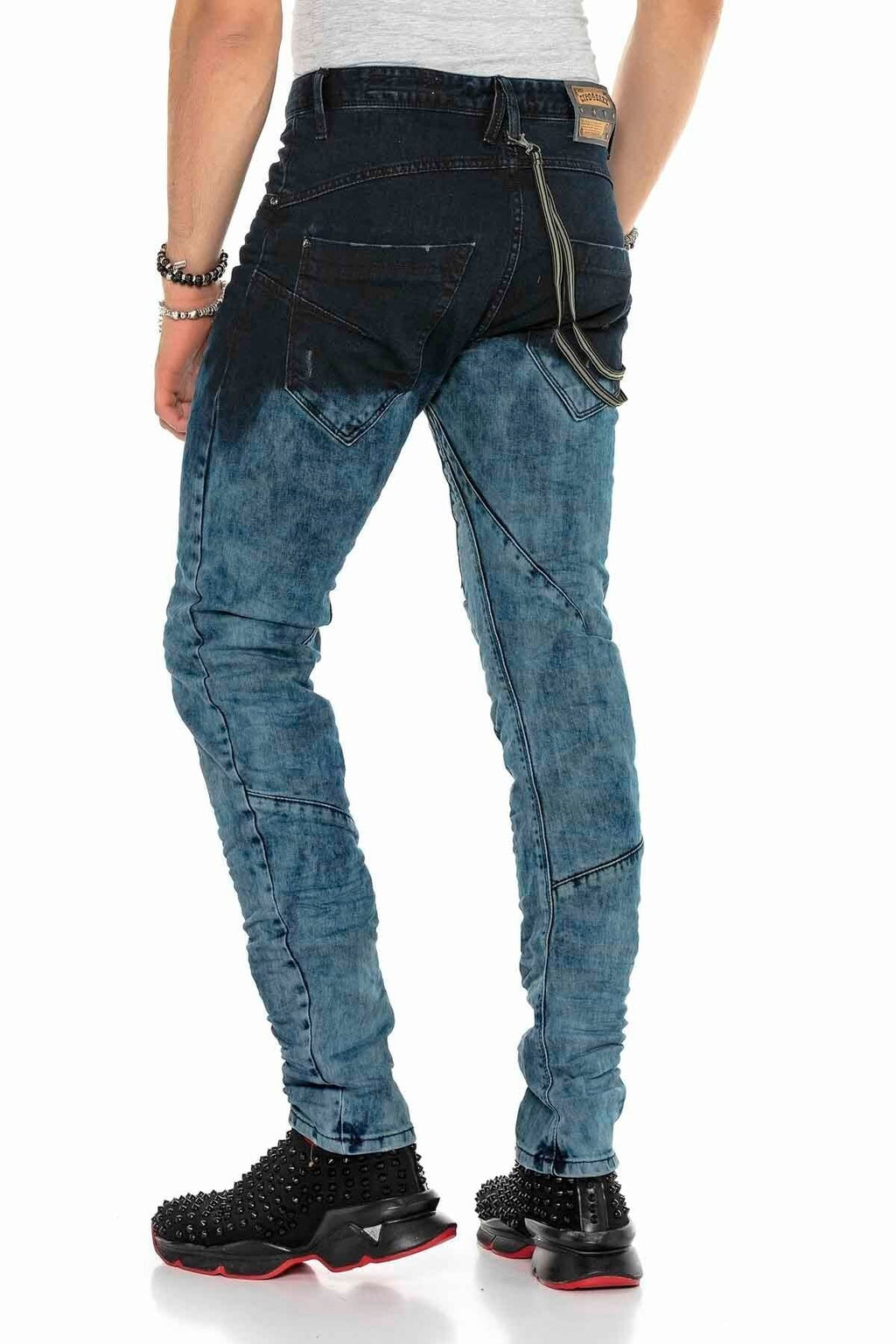 CD155 Washed Chain & Button Men's Jeans