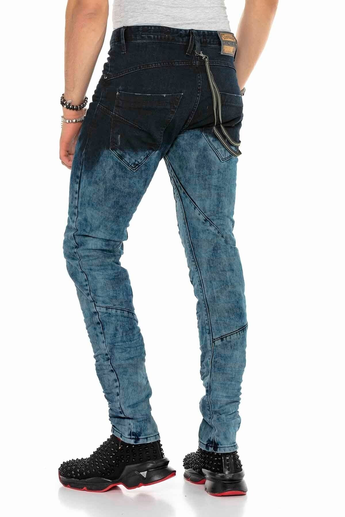 CD155 Washed Chain & Button Men's Jeans