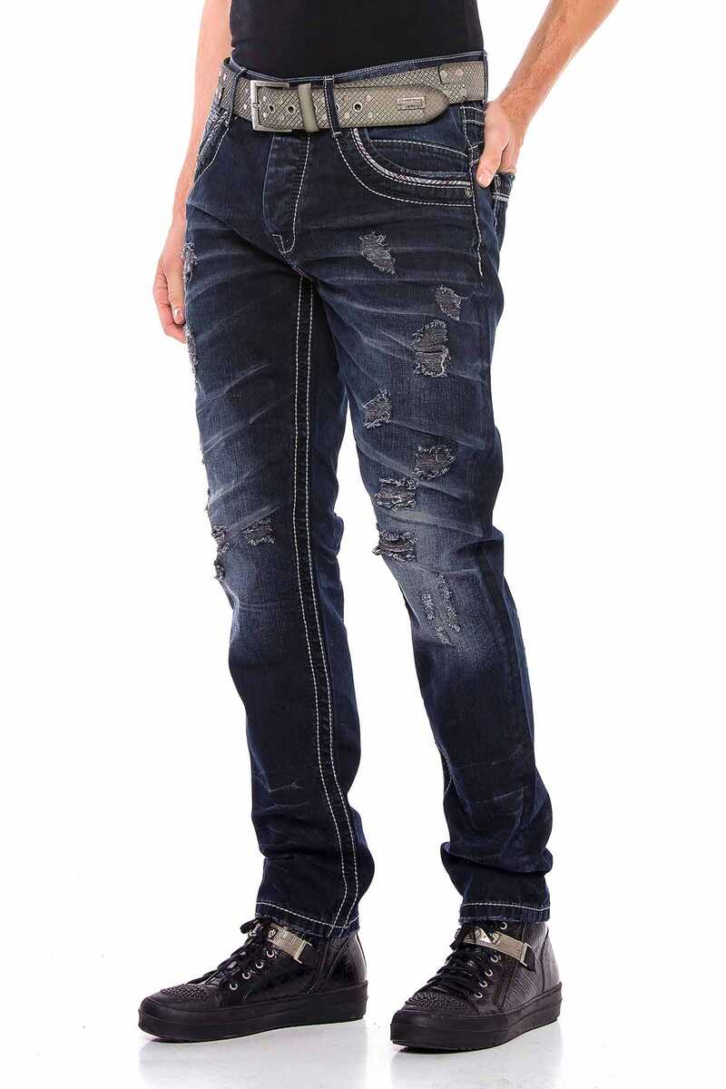 CD539 Basic Distressed Ripped Men's Jeans