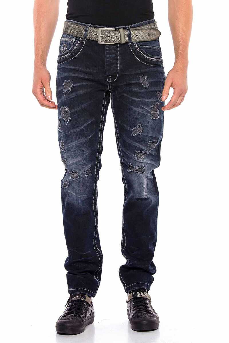 CD539 Basic Distressed Ripped Men's Jeans
