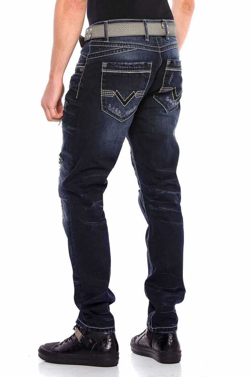CD539 Basic Distressed Ripped Men's Jeans