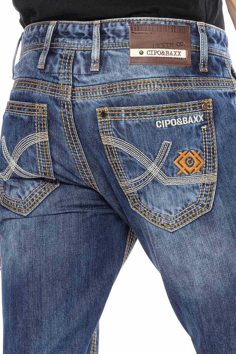 CD670 Pocket Detail Destroyed Straight Fit Men's Jeans