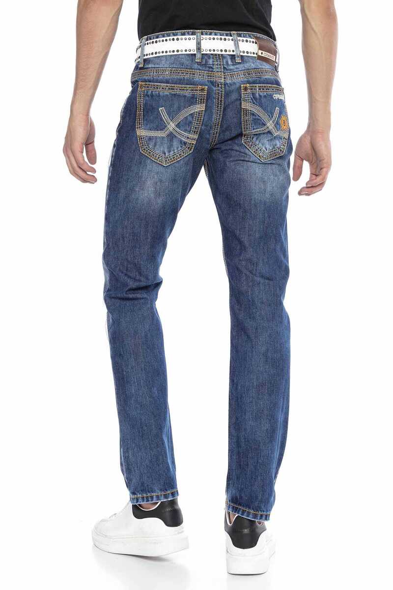 CD670 Pocket Detail Destroyed Straight Fit Men's Jeans