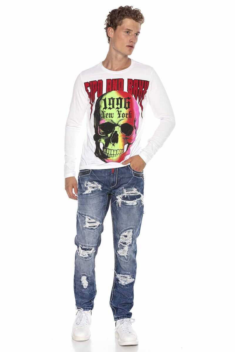 CD644 Pocket Detail Relaxed Fit Destroyed Men's Jeans