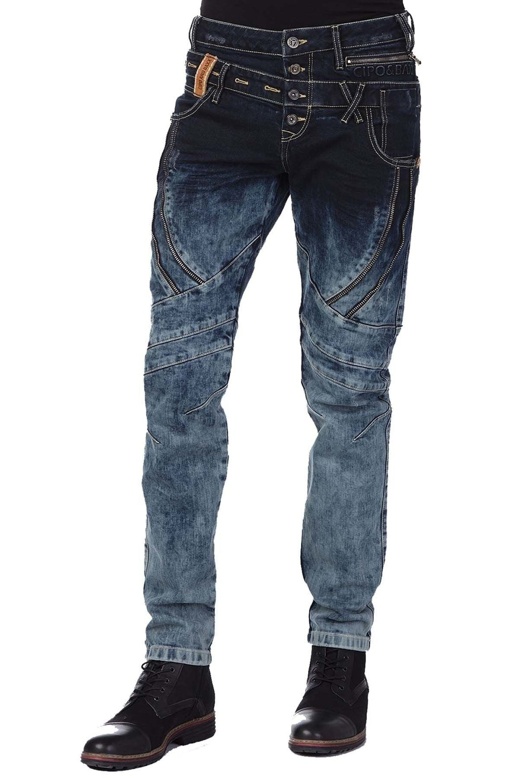 CD244A Decorative Stitch Washed Men's Jeans