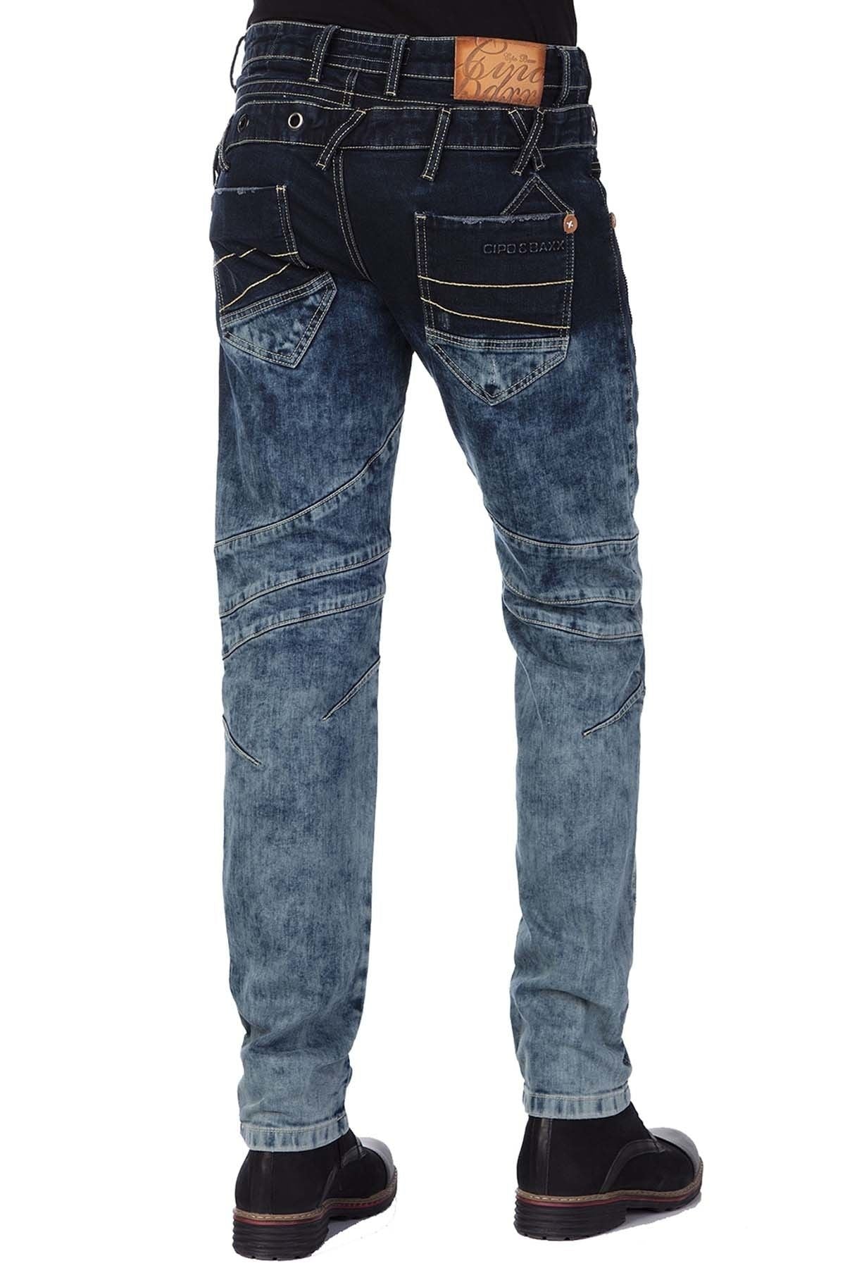 CD244A Decorative Stitch Washed Men's Jeans