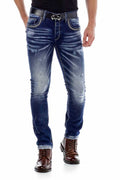 CD485 Distressed Washed Fabric Men's Jeans