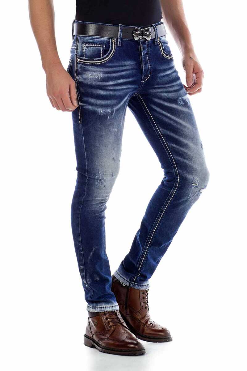 CD485 Distressed Washed Fabric Men's Jeans