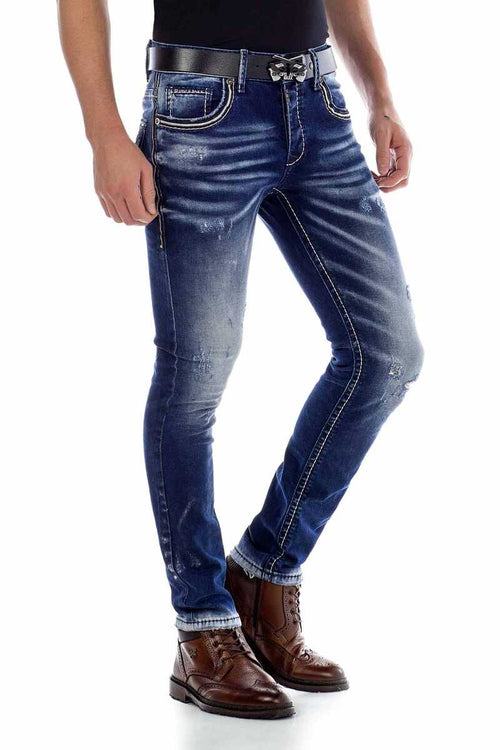 CD485 Distressed Washed Fabric Men's Jeans