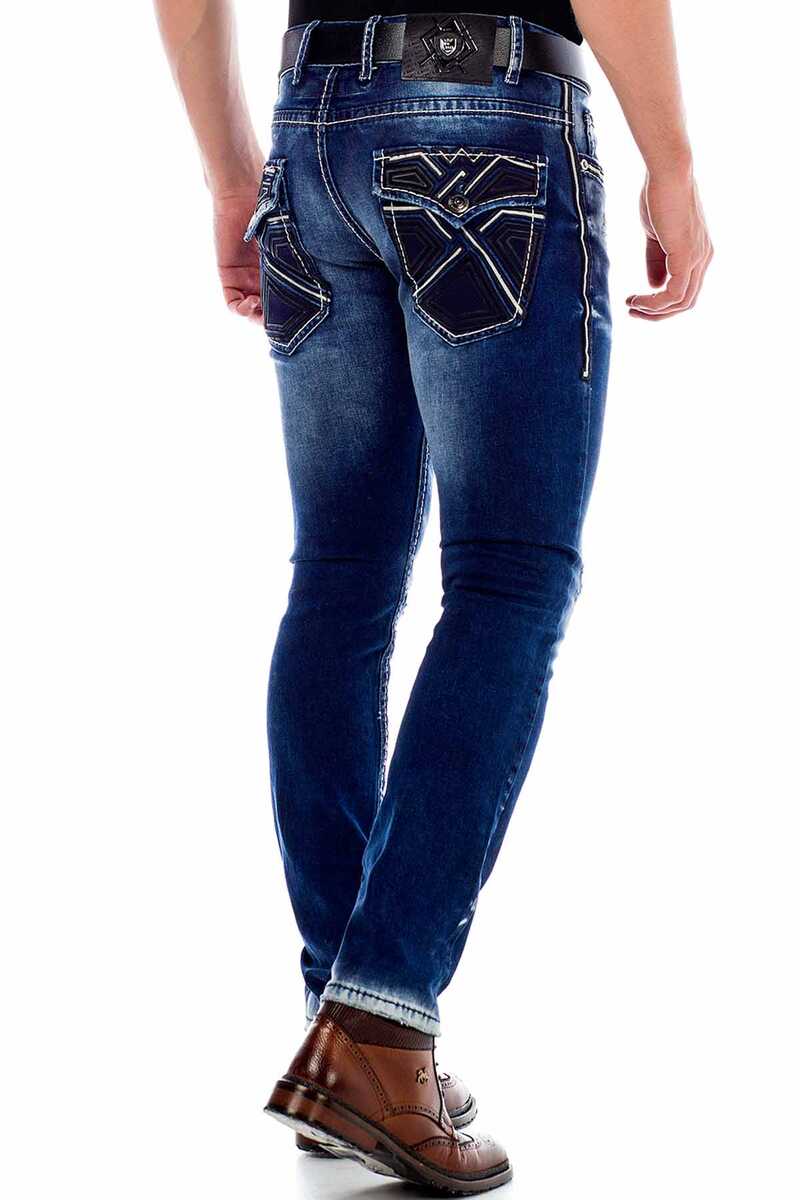 CD485 Distressed Washed Fabric Men's Jeans