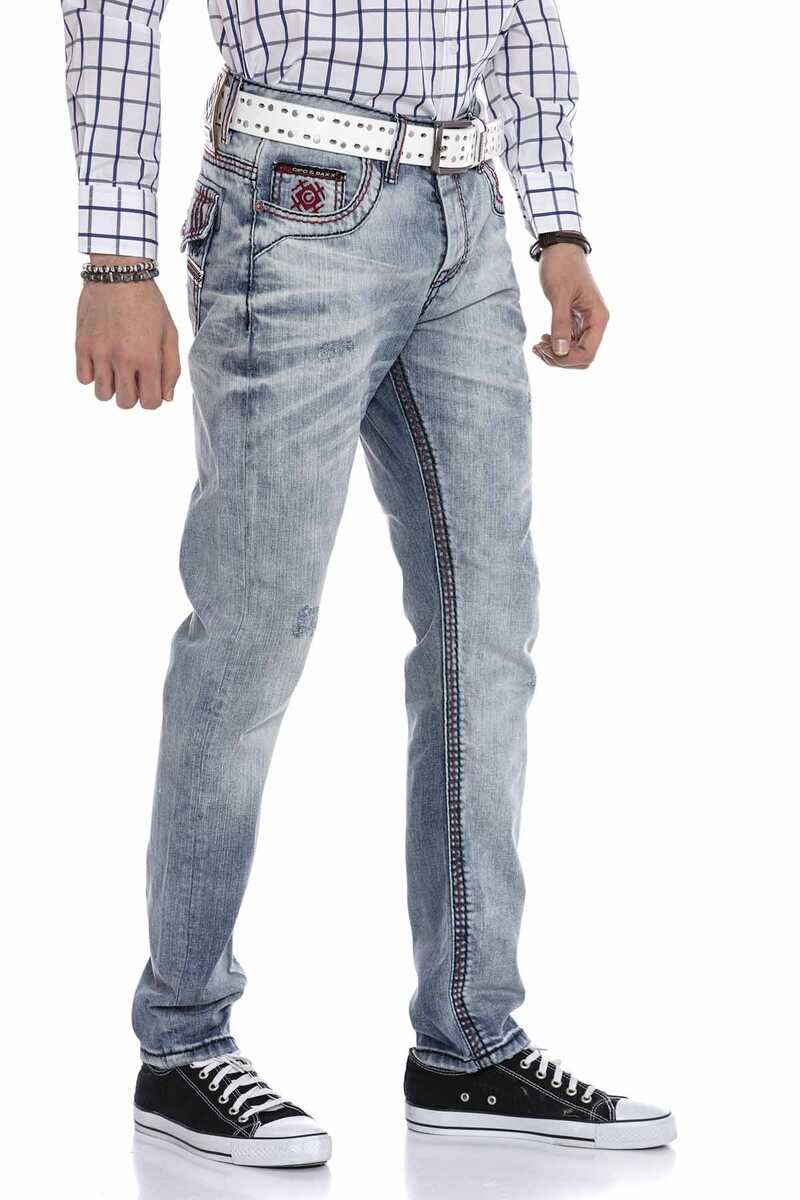 CD612 Open Pocket Detail Straight Fit Men's Jeans