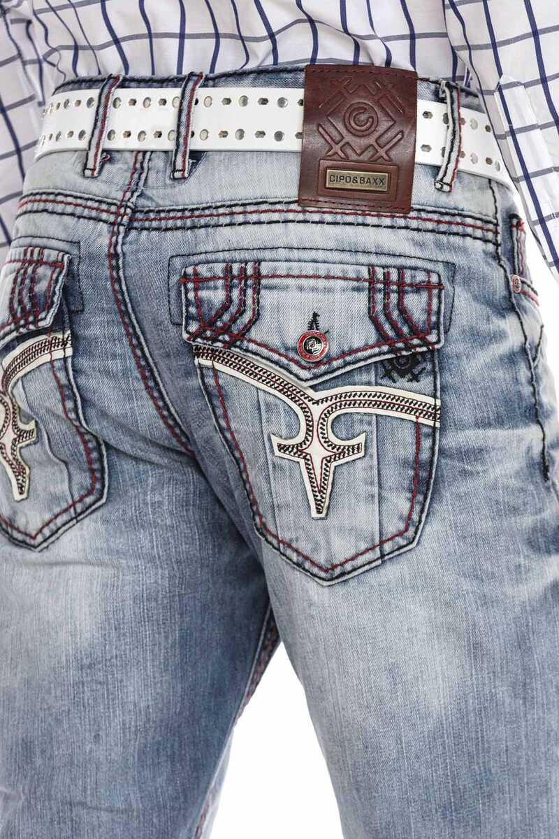 CD612 Open Pocket Detail Straight Fit Men's Jeans