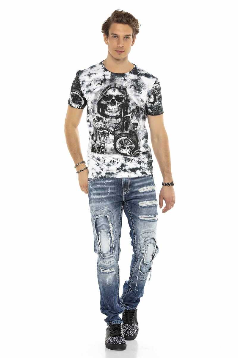 CD611 Pocket Detail Patched Ripped Men's Jeans