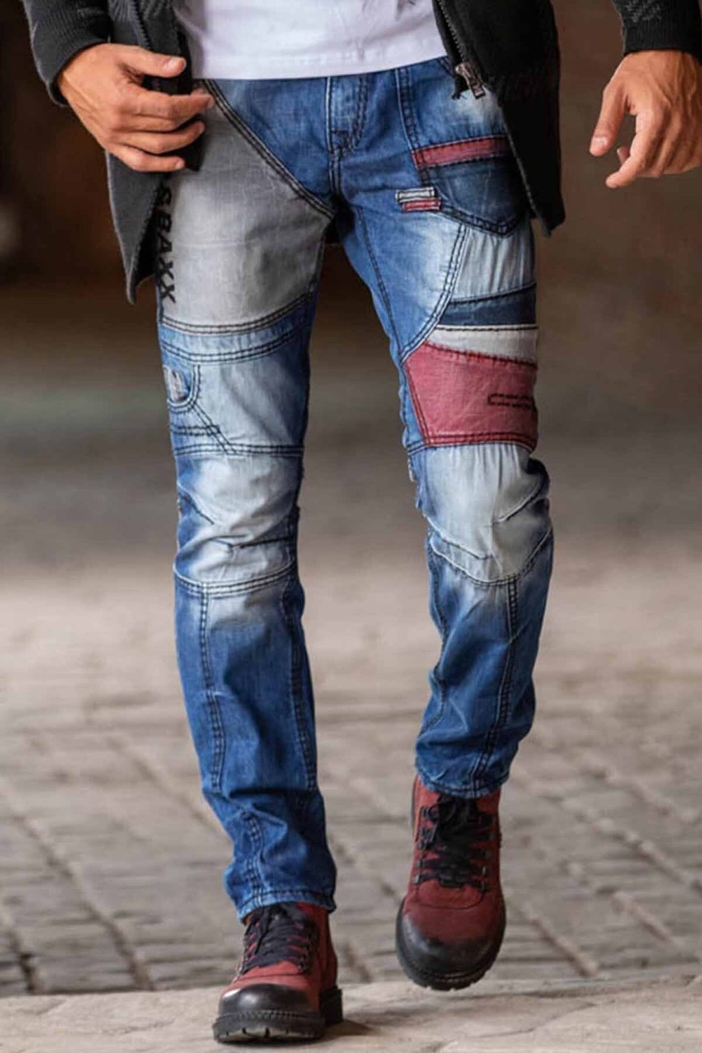 CD574 Embroidered Paneled Colorful Patched Regular Fit Jeans