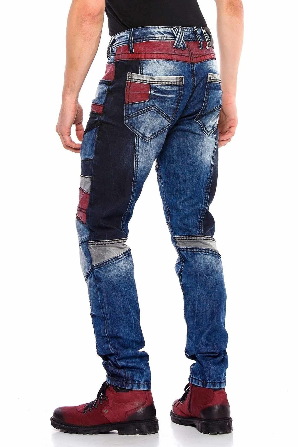 CD574 Embroidered Paneled Colorful Patched Regular Fit Jeans